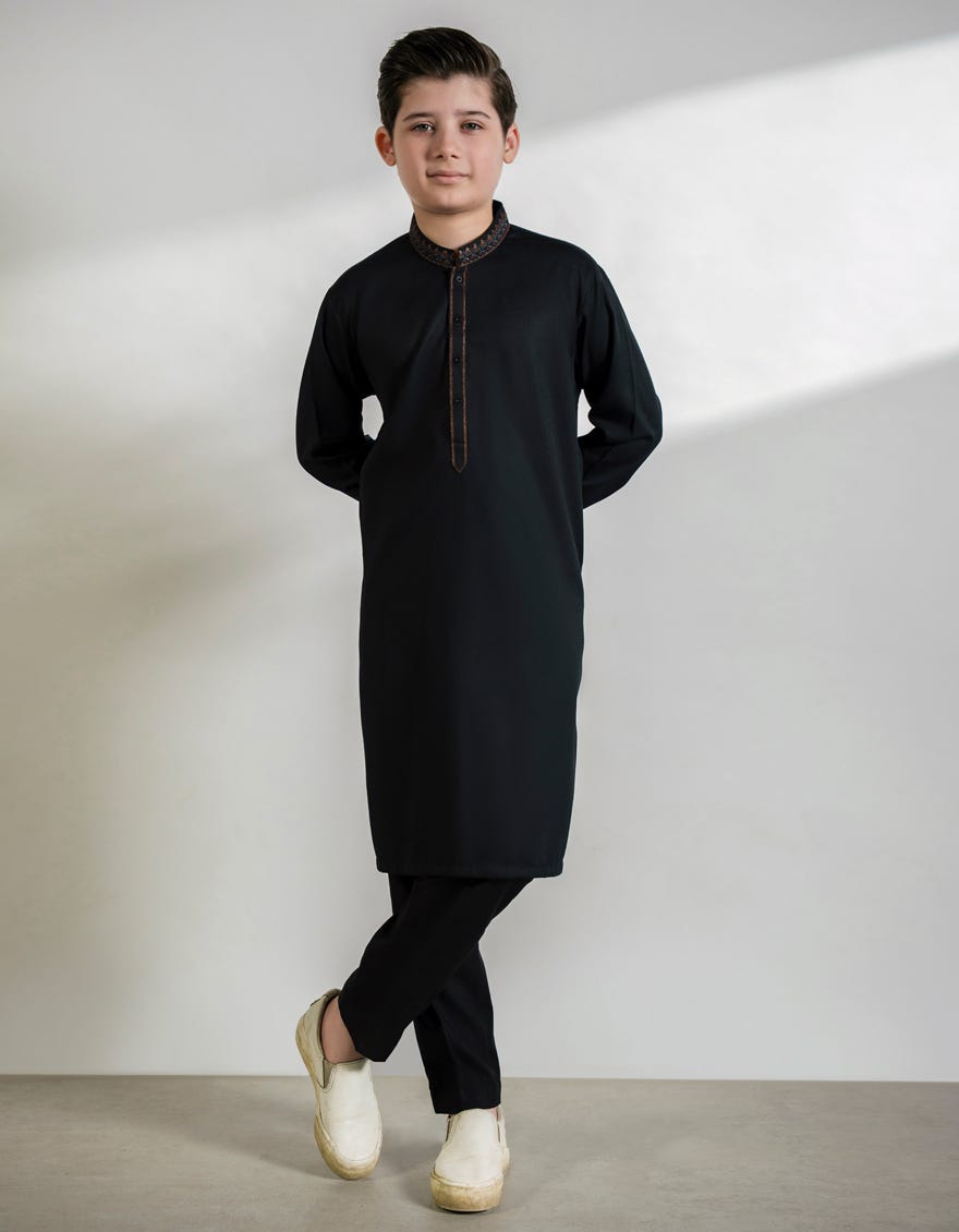 BLACK BLENDED KURTA TROUSERS