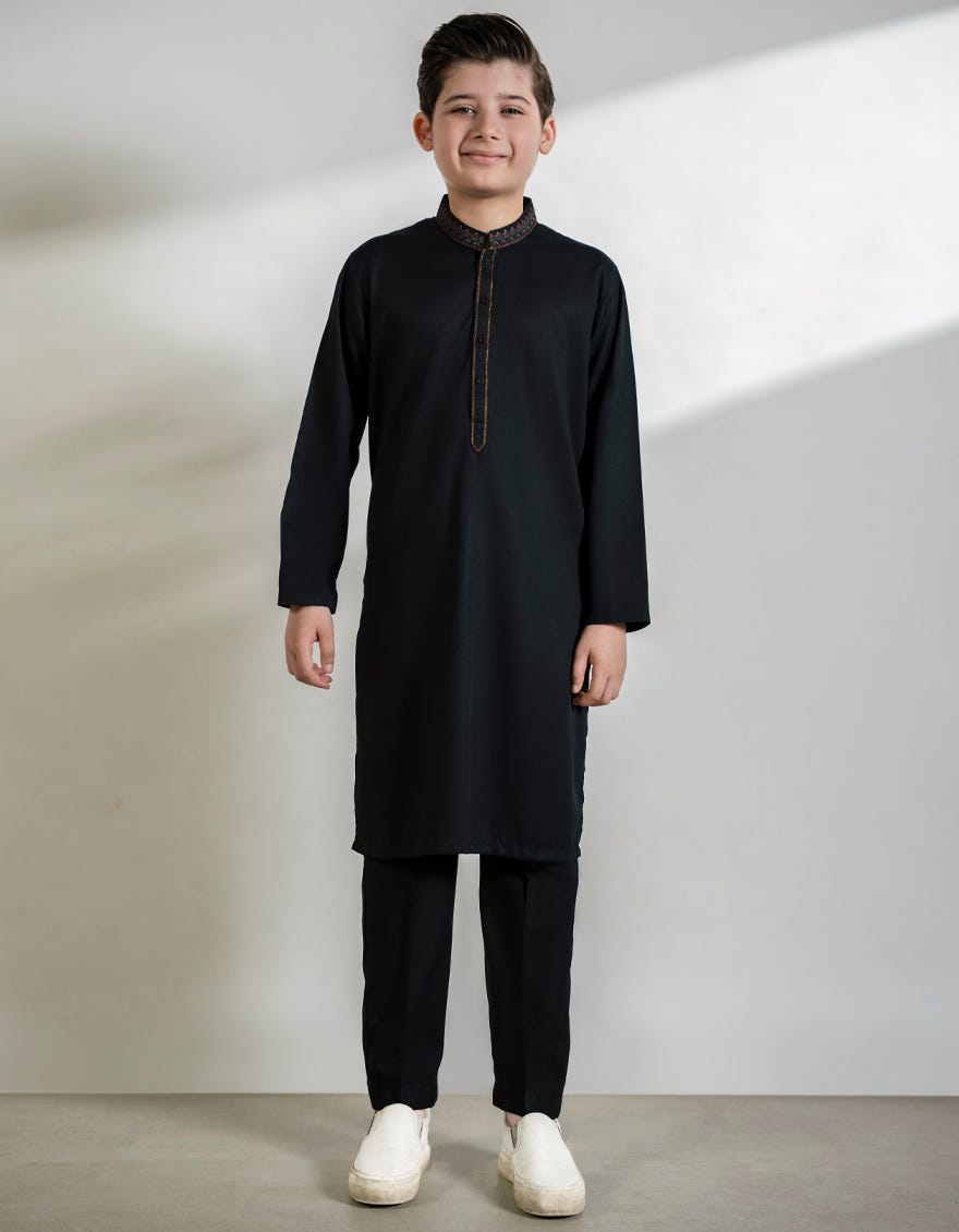 BLACK BLENDED KURTA TROUSERS