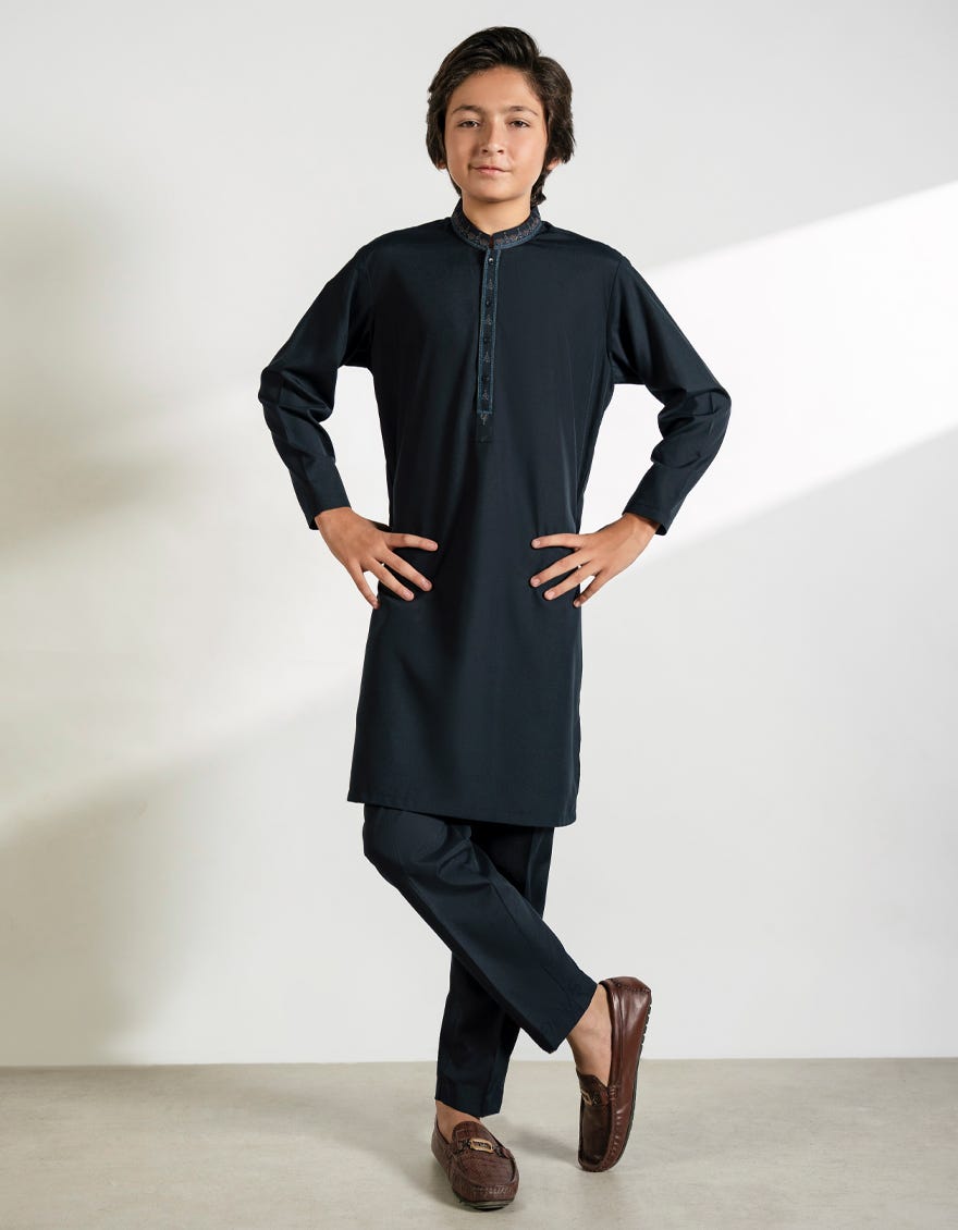 BLACK BLENDED KURTA TROUSERS