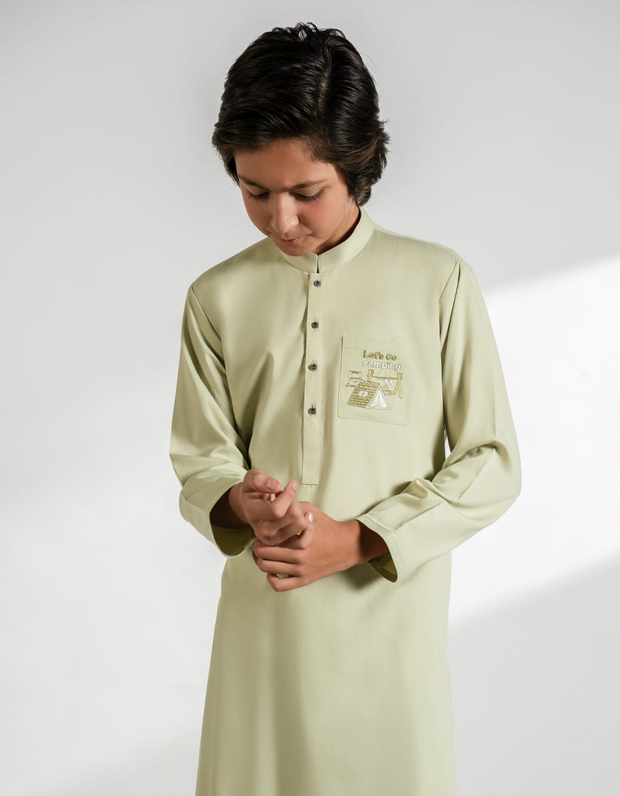 PISTA GREEN BLENDED KAMEEZ SHALWAR