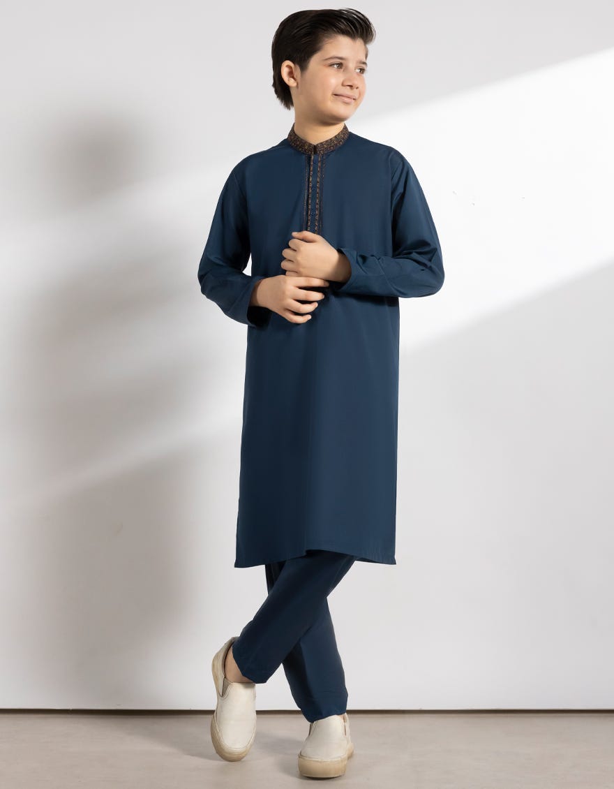 TEAL BLENDED KURTA TROUSERS