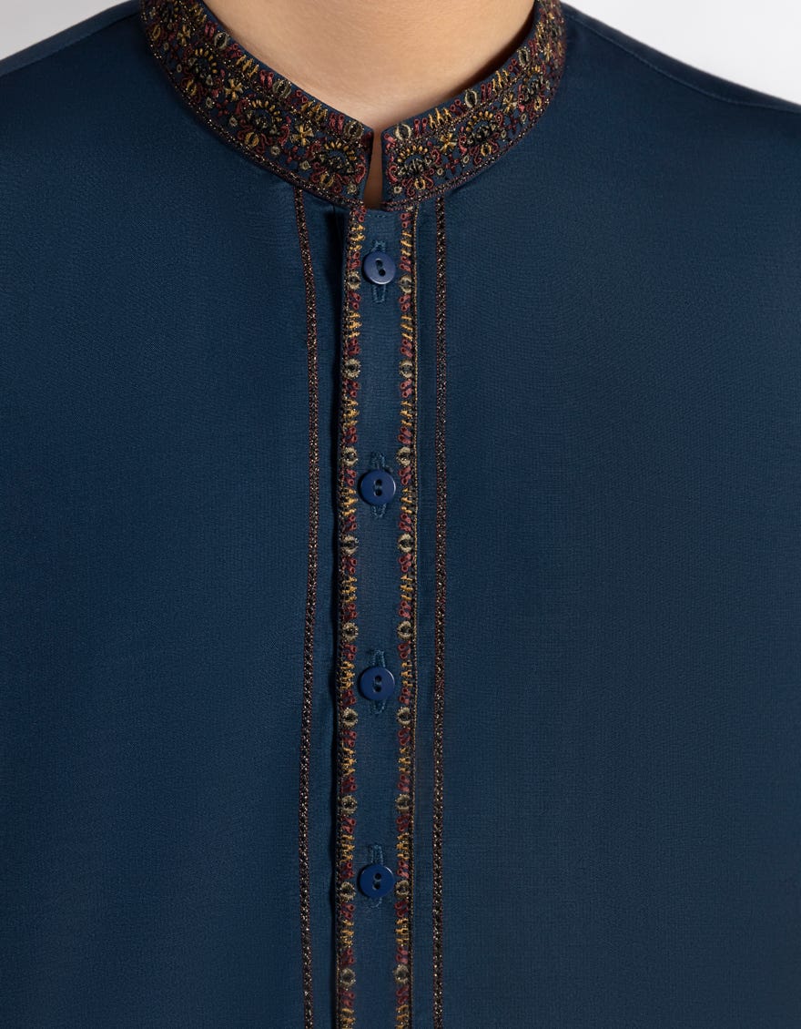 TEAL BLENDED KURTA TROUSERS