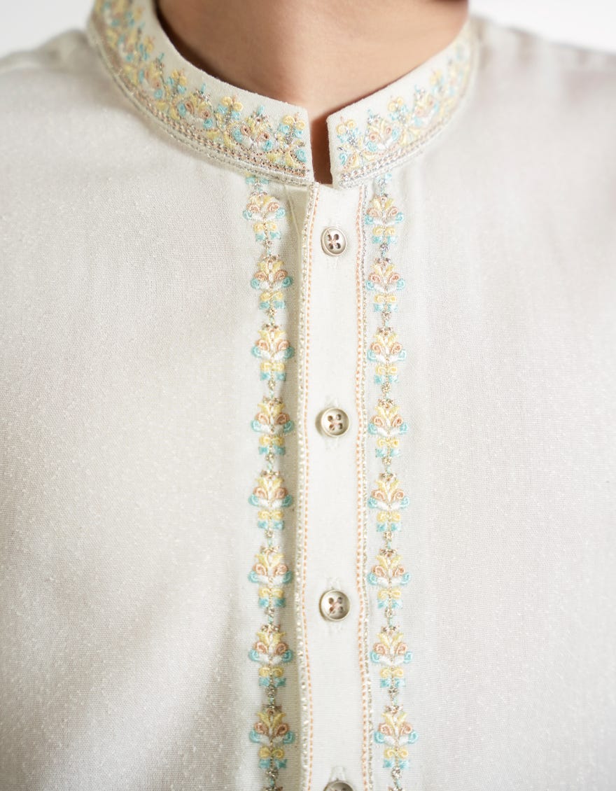 OFF WHITE BLENDED KAMEEZ SHALWAR