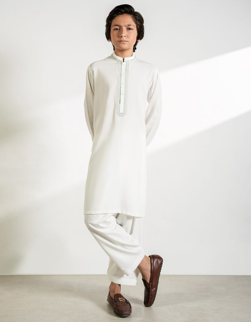 OFF WHITE BLENDED KAMEEZ SHALWAR