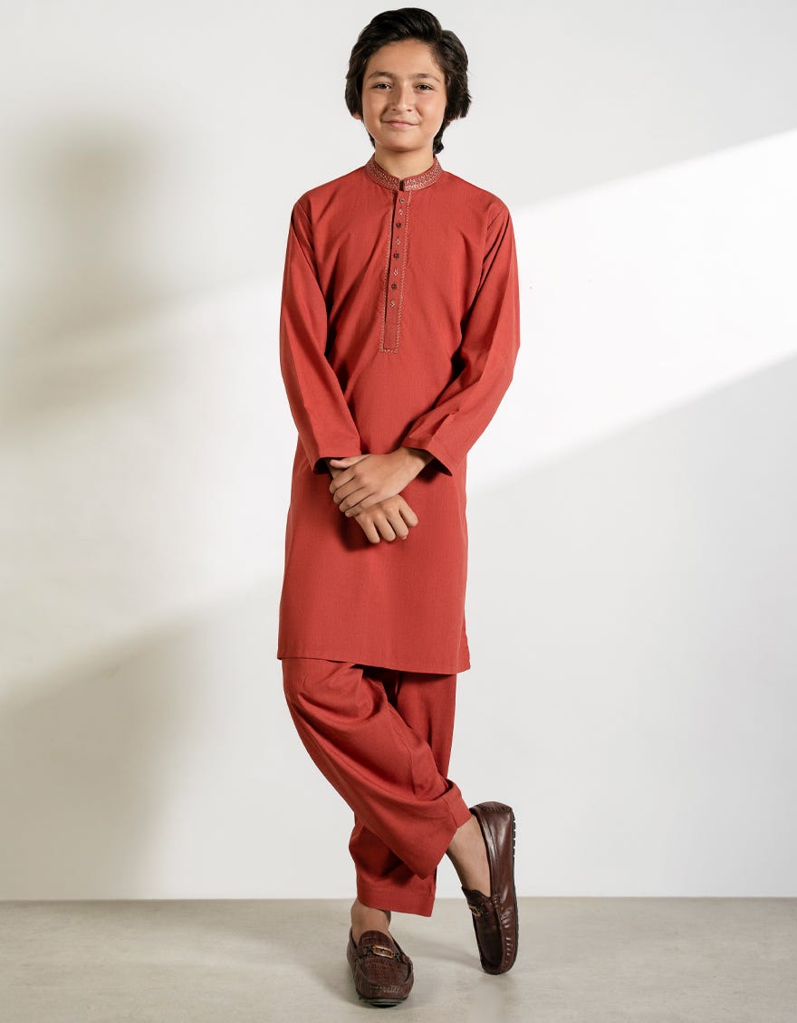 TANGERINE BLENDED KAMEEZ SHALWAR