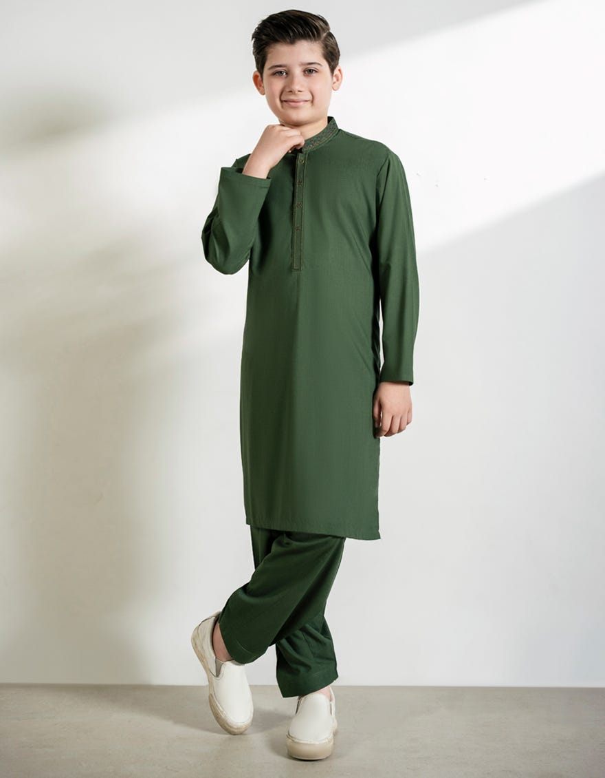 GREEN BLENDED KAMEEZ SHALWAR