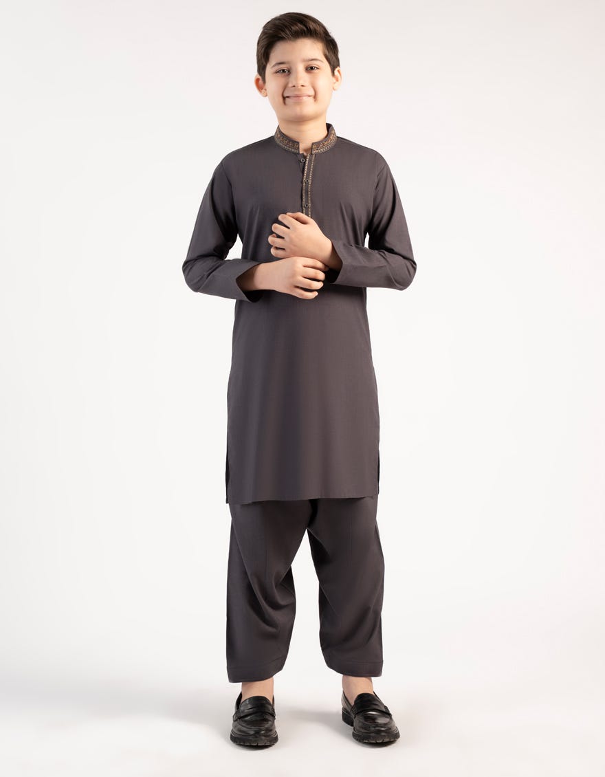 GRAPHITE GREY BLENDED KAMEEZ SHALWAR