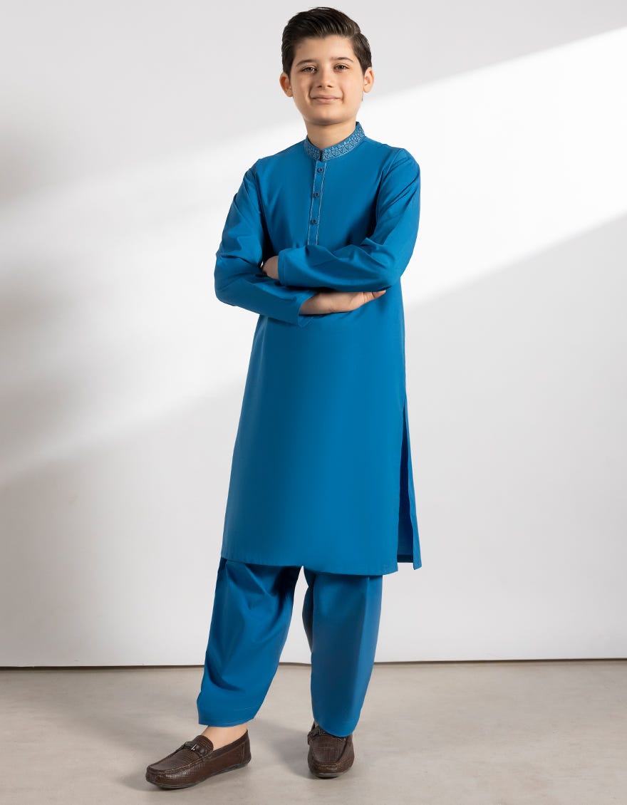 BLUE BLENDED KAMEEZ SHALWAR