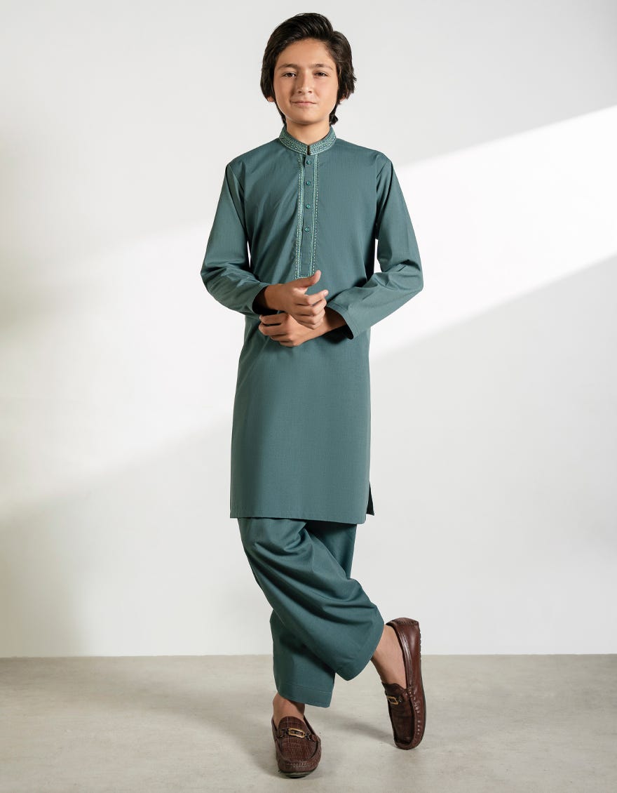 GREEN BLENDED KAMEEZ SHALWAR