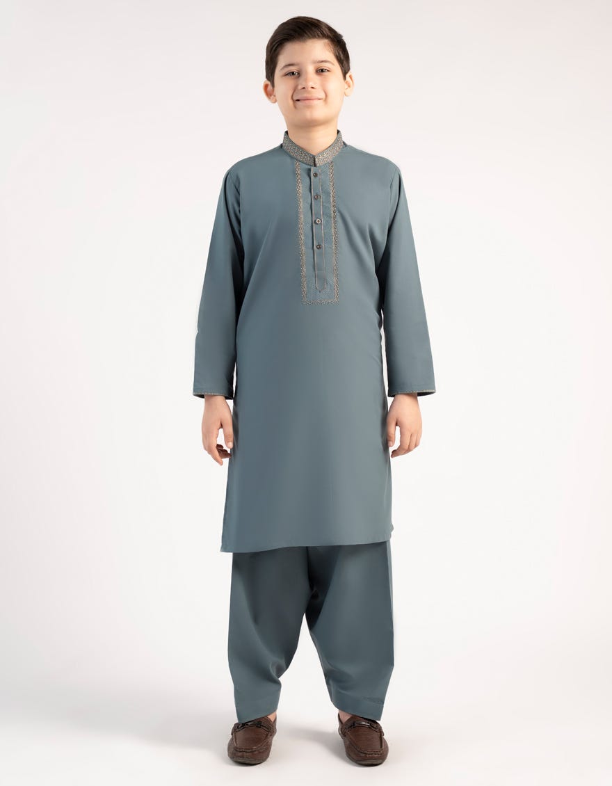 BLUE-GREEN BLENDED KAMEEZ SHALWAR
