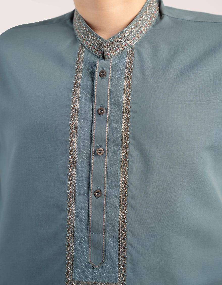 BLUE-GREEN BLENDED KAMEEZ SHALWAR