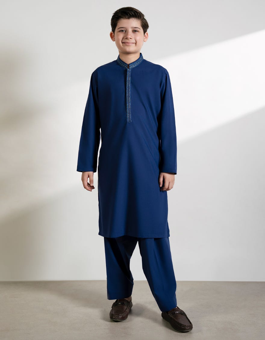 BLUE BLENDED KAMEEZ SHALWAR