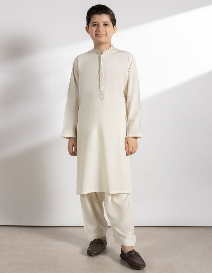 CREAM BLENDED KAMEEZ SHALWAR