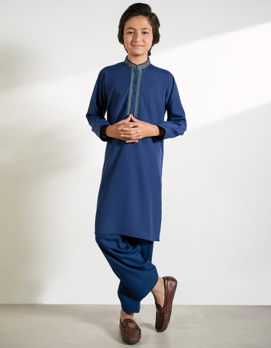 BLUE BLENDED KAMEEZ SHALWAR