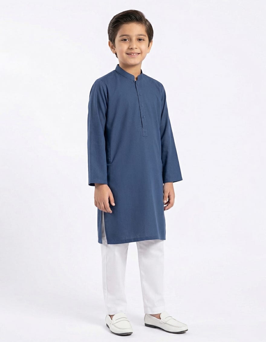 BLUE PLAIN KURTA