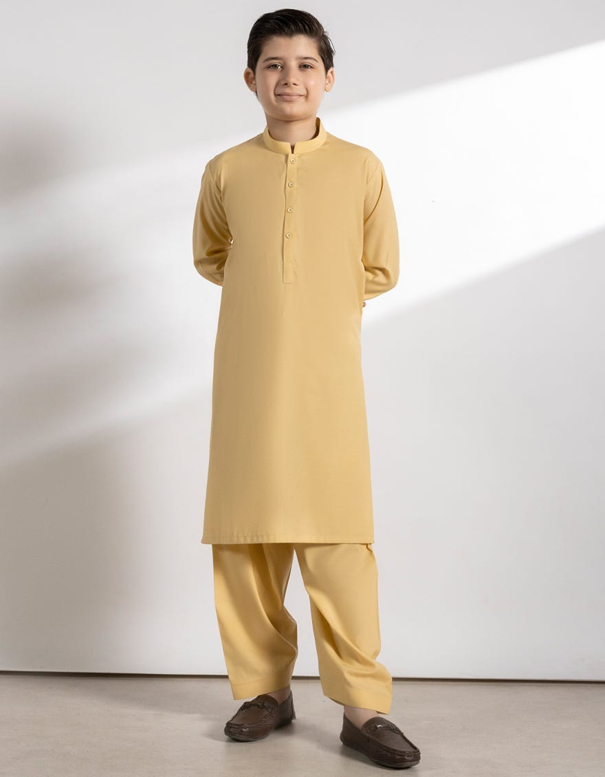 YELLOW BLENDED KAMEEZ SHALWAR