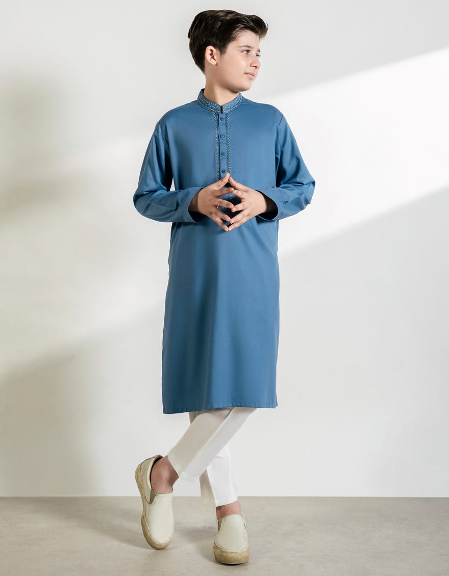 LIGHT BLUE BLENDED KURTA