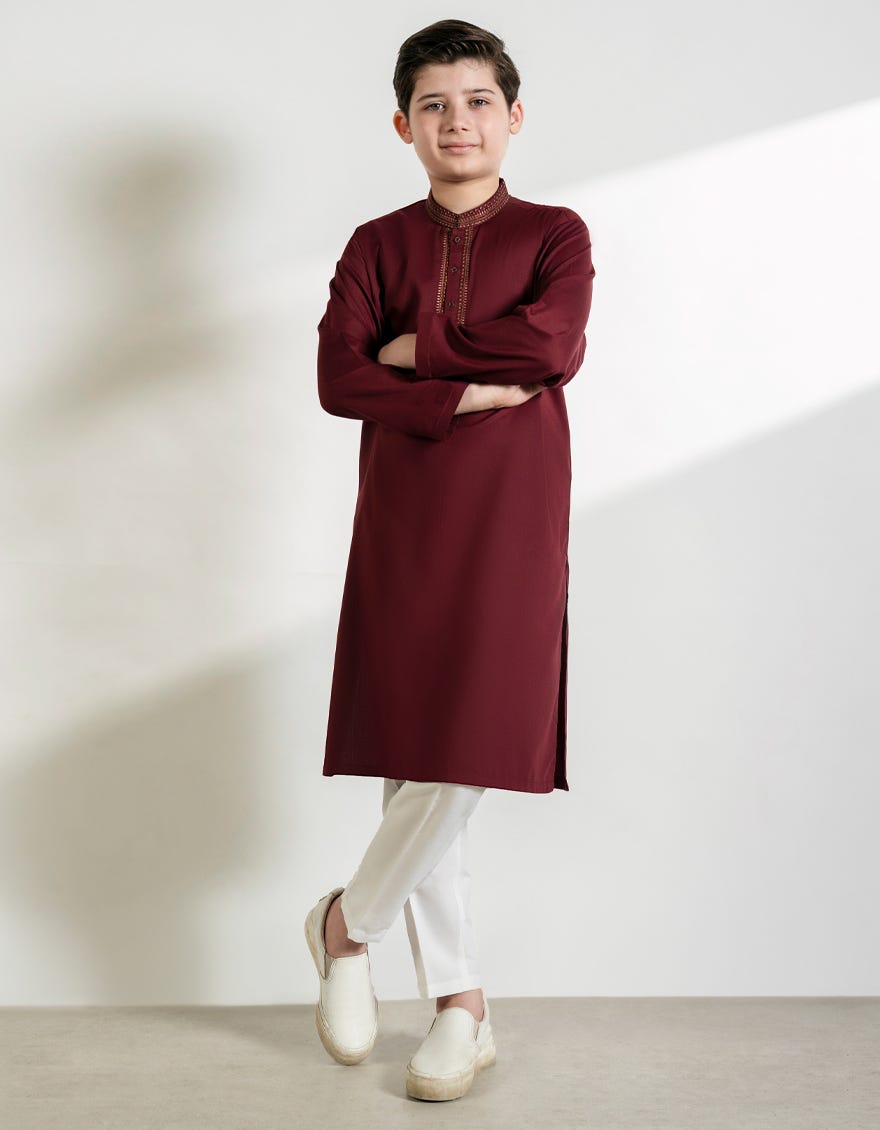 MAROON BLENDED KURTA