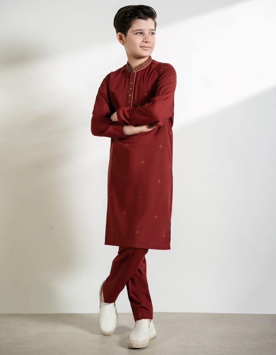 RUST BLENDED KURTA TROUSERS