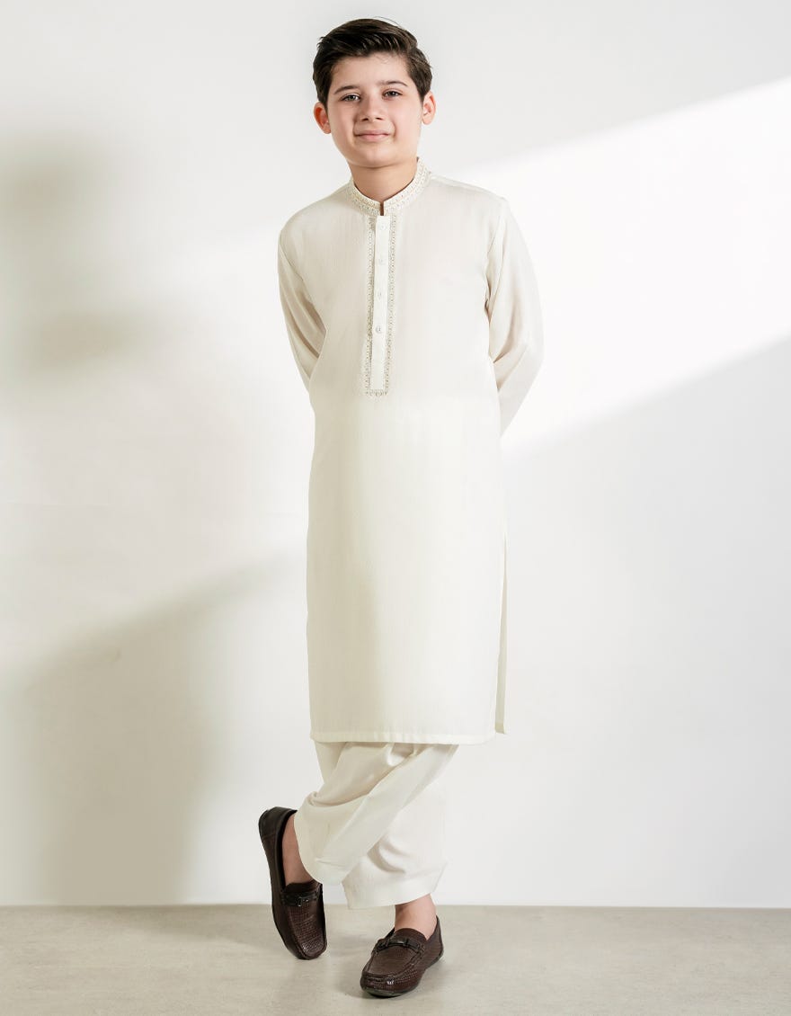 OFF WHITE BLENDED KAMEEZ SHALWAR
