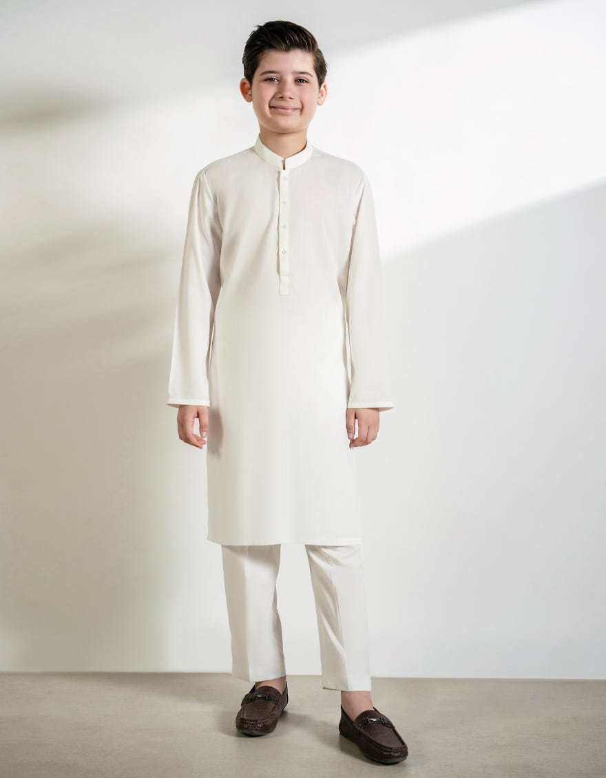 OFF WHITE BLENDED KURTA TROUSERS