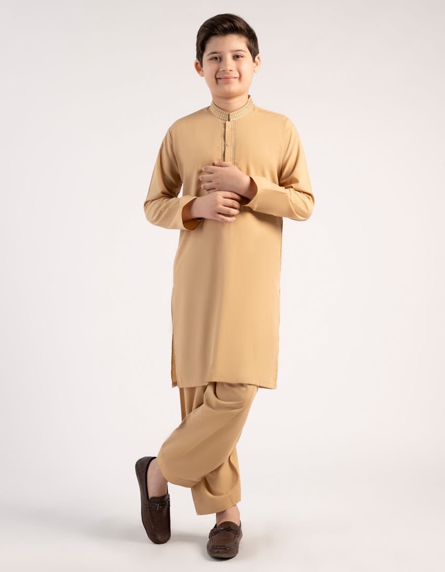 BEIGE BLENDED KAMEEZ SHALWAR