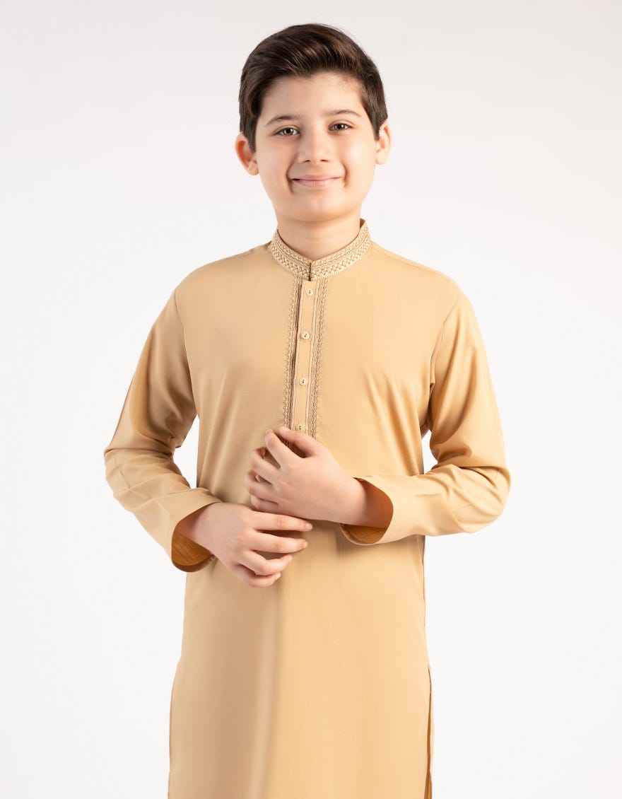 BEIGE BLENDED KAMEEZ SHALWAR