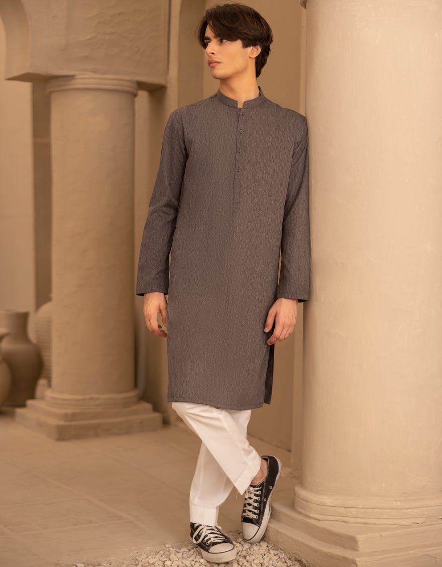 GREY PLAIN KURTA