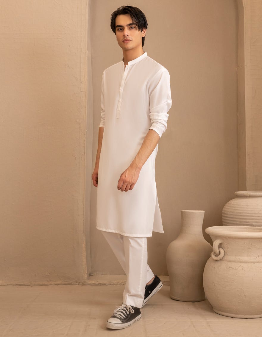 OFF WHITE PLAIN KURTA