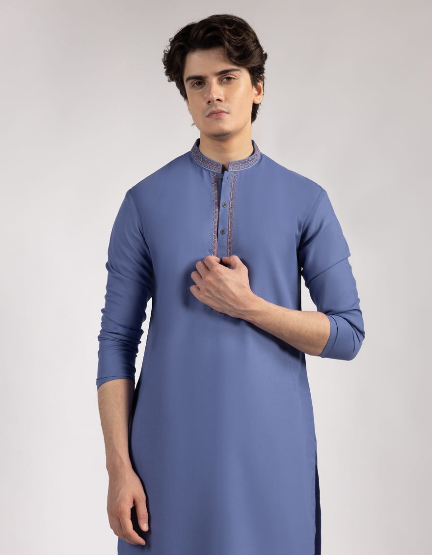 LIGHT BLUE BLENDED KAMEEZ SHALWAR
