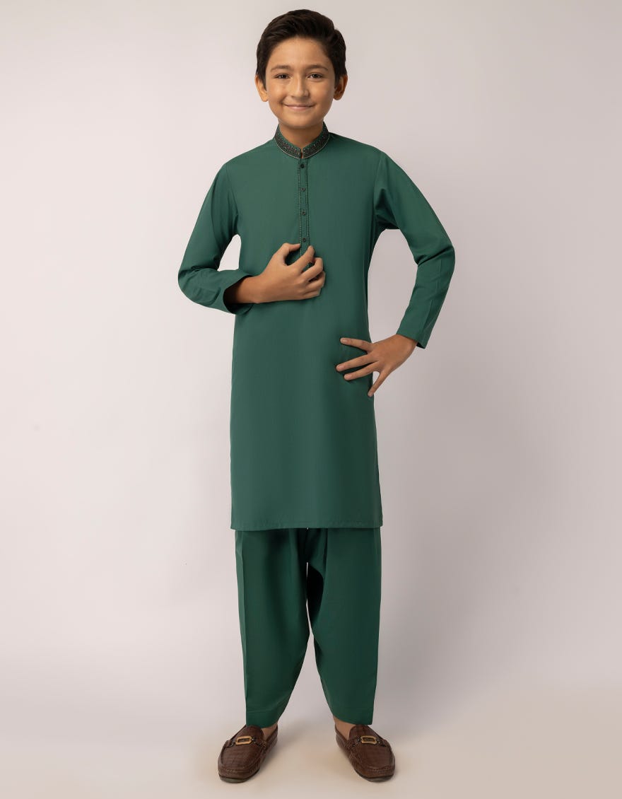 GREEN FORMAL KAMEEZ SHALWAR
