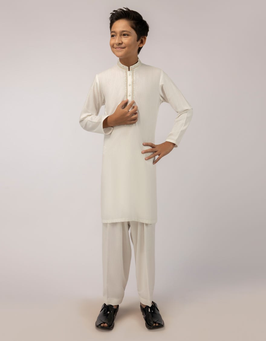 OFF WHITE FORMAL KAMEEZ SHALWAR