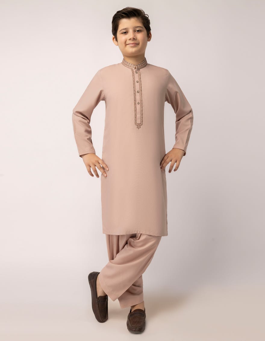 PEACH SEMI FORMAL KAMEEZ SHALWAR