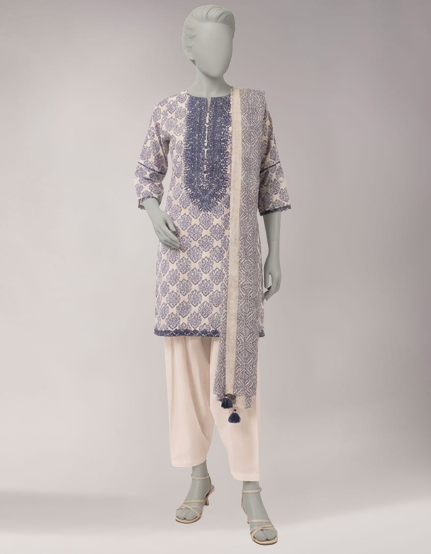 MULTICOLOR LAWN EMBROIDERED UNSTITCHED 3PC