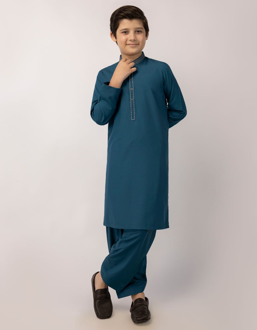 TEAL BLENDED FORMAL KAMEEZ SHALWAR