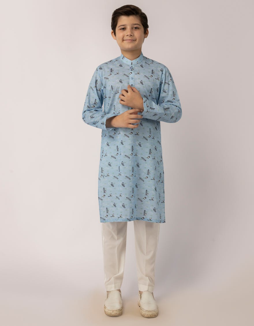 SKY BLUE COTTON KURTA