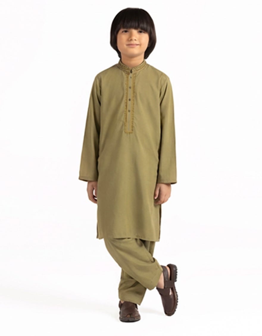 GREEN SEMI-FORMAL KAMEEZ SHALWAR