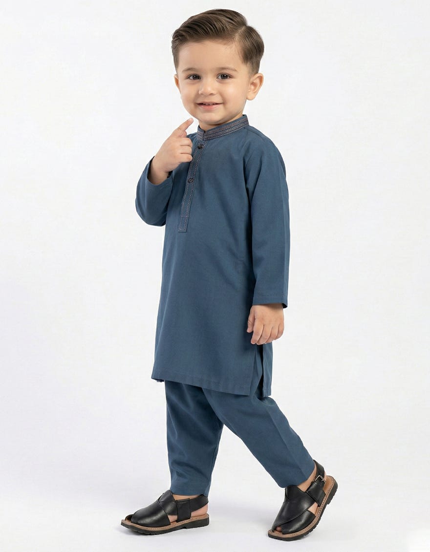 BLUE SEMI-FORMAL KAMEEZ SHALWAR