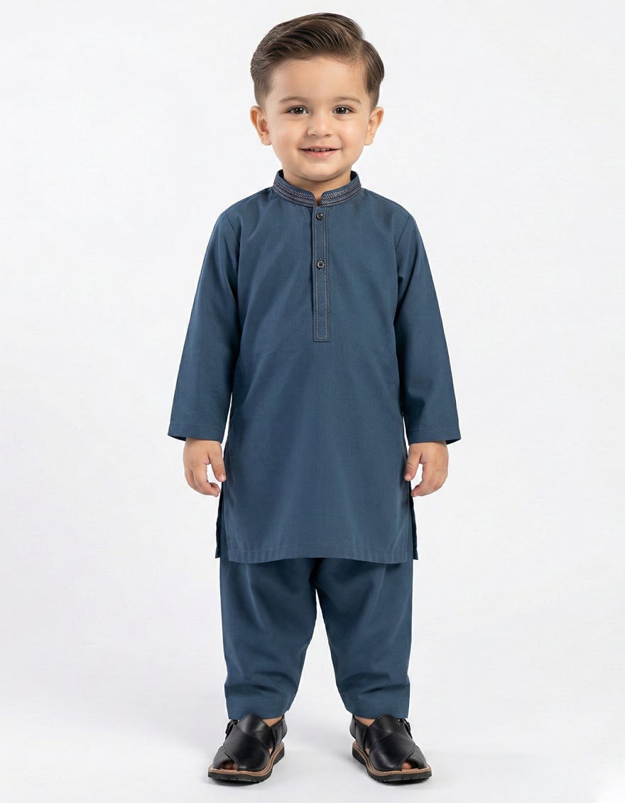 BLUE SEMI-FORMAL KAMEEZ SHALWAR