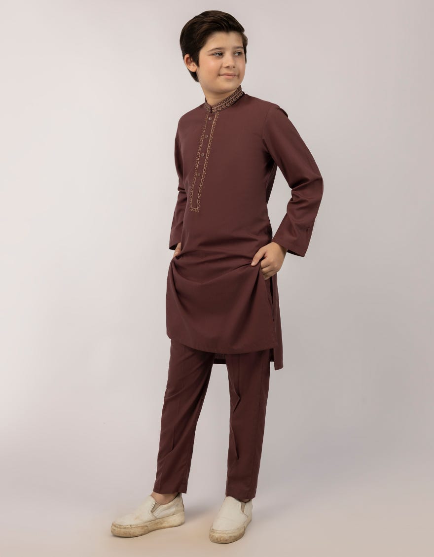 RUST BLENDED SEMI-FORMAL KURTA TROUSERS