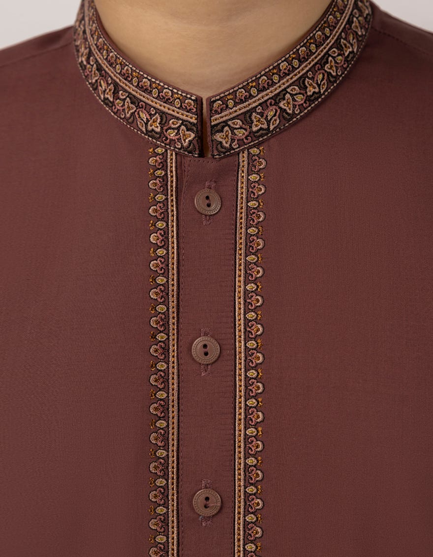 RUST BLENDED SEMI-FORMAL KURTA TROUSERS