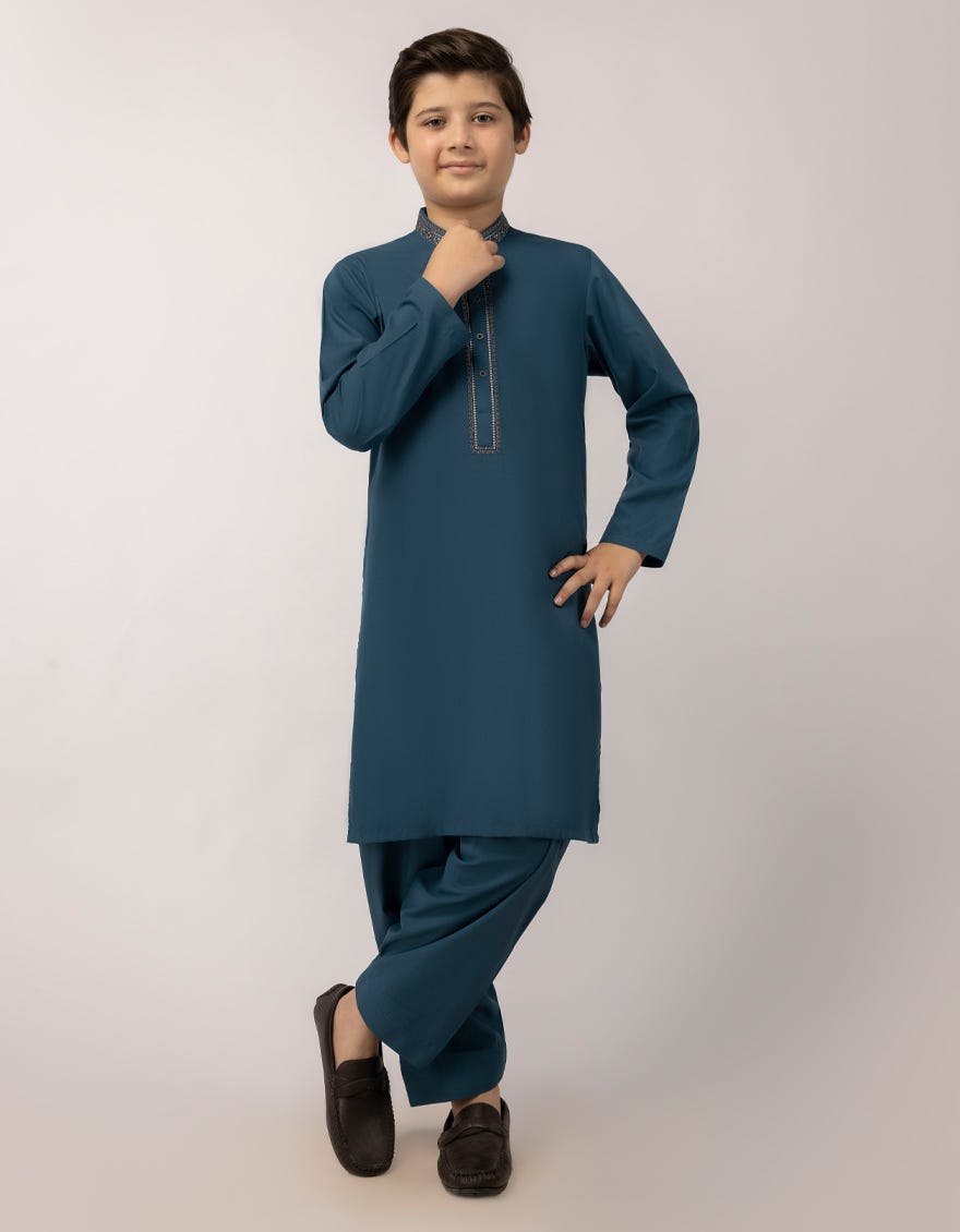 BLUE SEMI FORMAL KAMEEZ SHALWAR