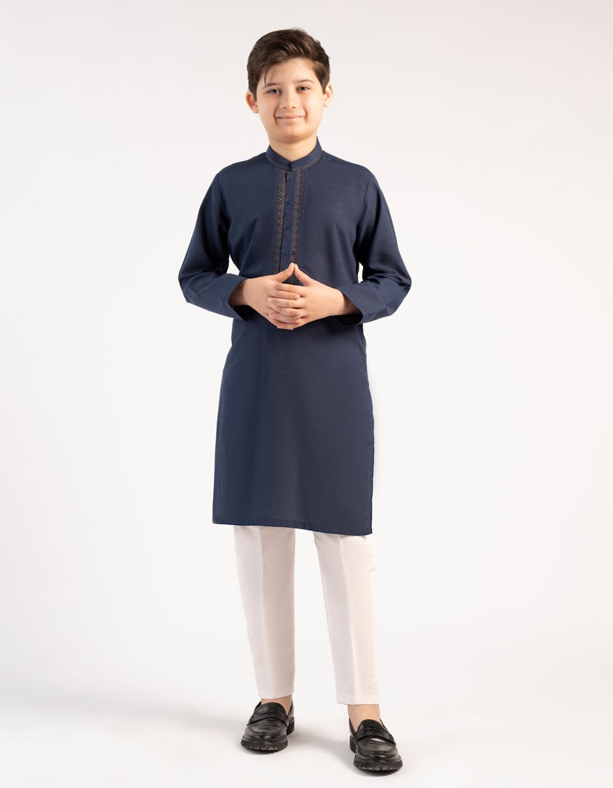 NAVY BLUE BLENDED SEMI-FORMAL KURTA