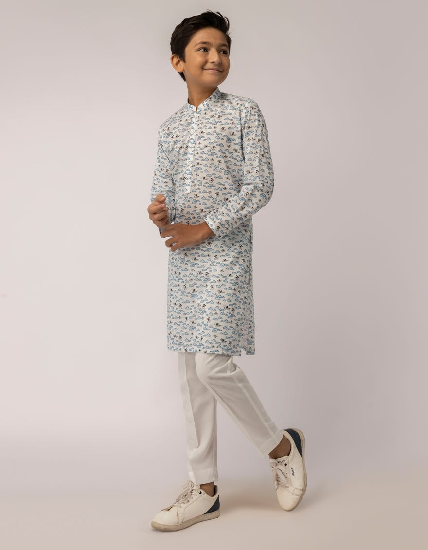 SKY BLUE COTTON KURTA
