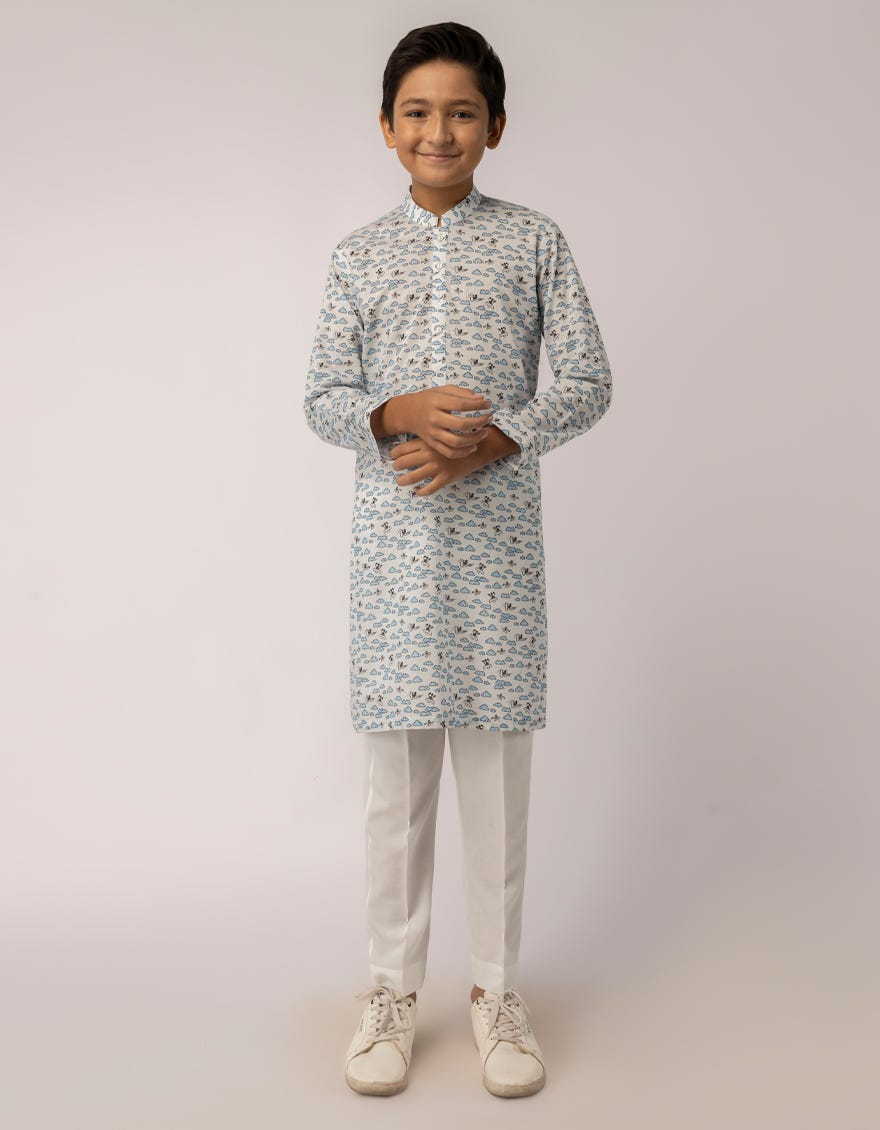 SKY BLUE COTTON KURTA