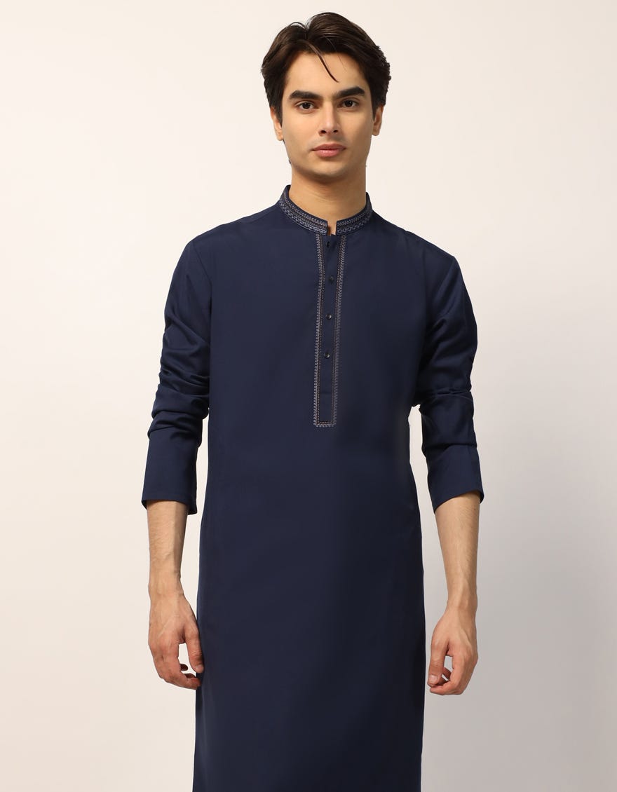 NAVY BLUE SEMI-FORMAL KAMEEZ SHALWAR