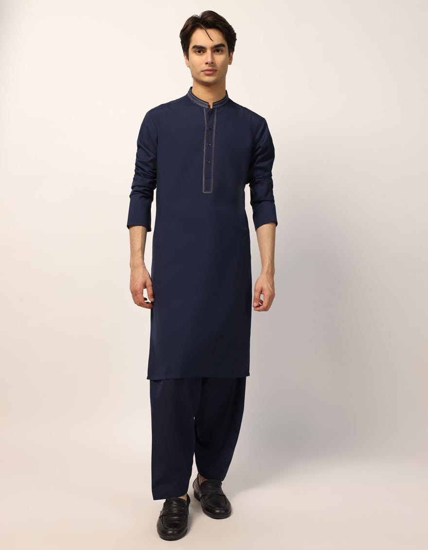 NAVY BLUE SEMI-FORMAL KAMEEZ SHALWAR