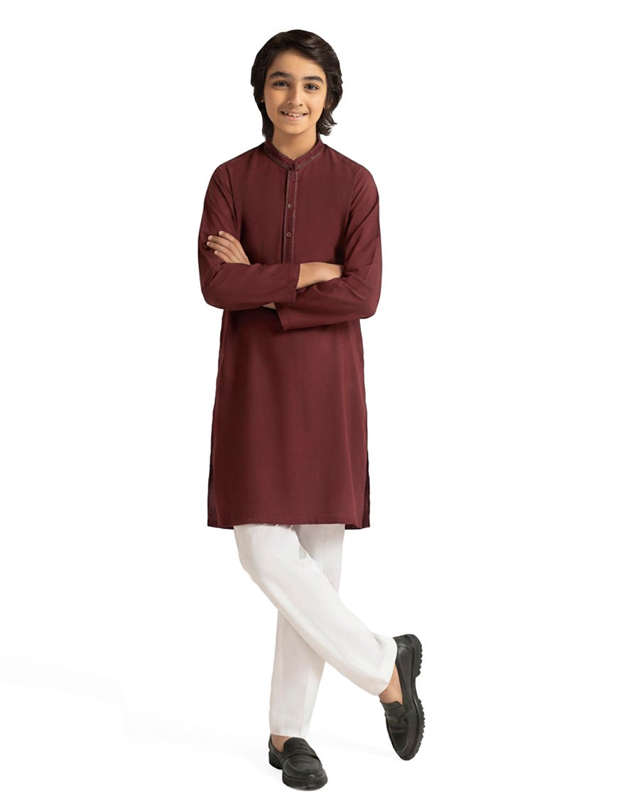 MAROON SEMI-FORMAL KURTA TROUSER