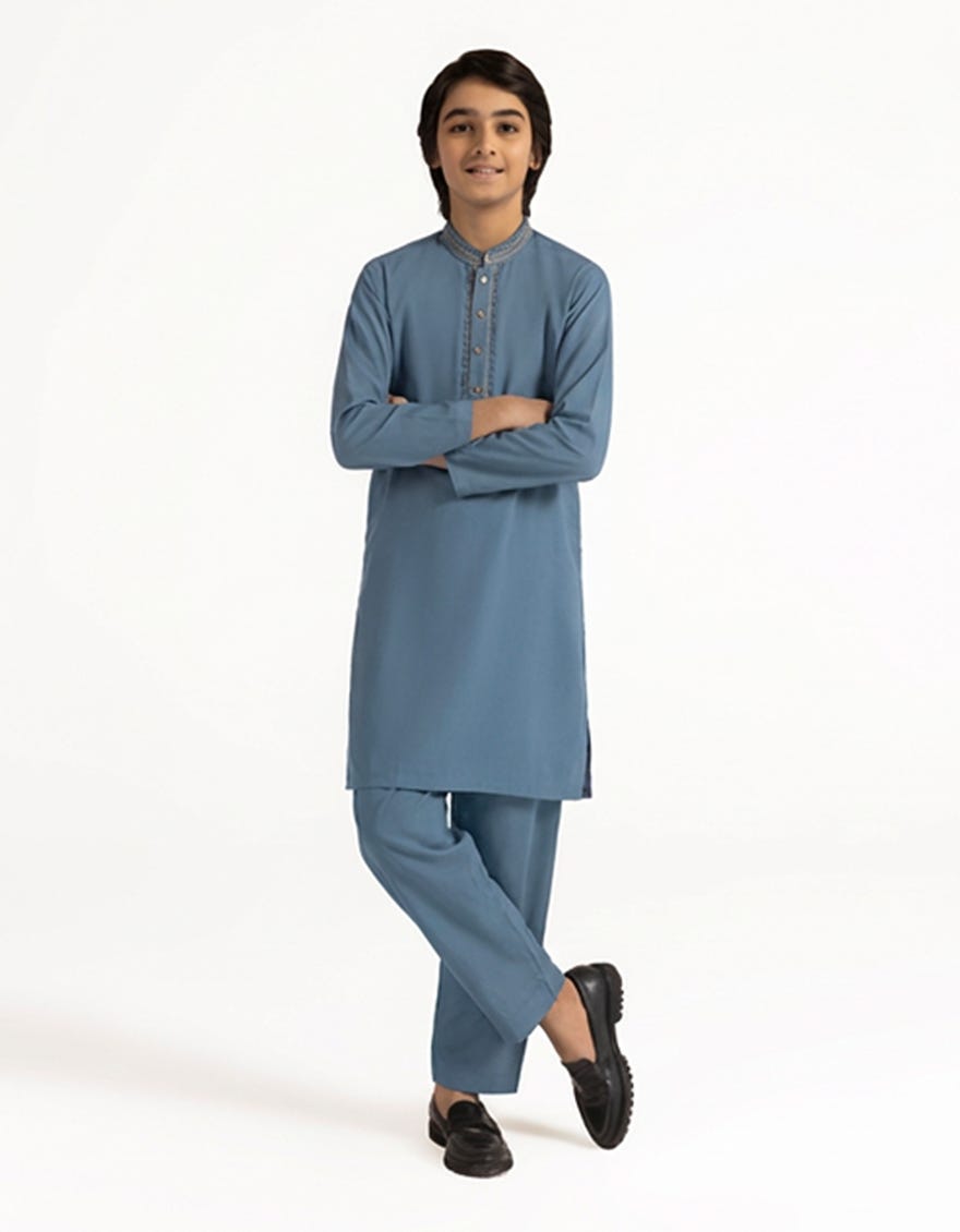 LIGHT BLUE SEMI-FORMAL KURTA TROUSERS