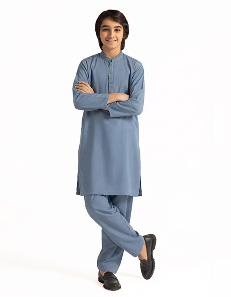 LIGHT BLUE SEMI-FORMAL KURTA TROUSER